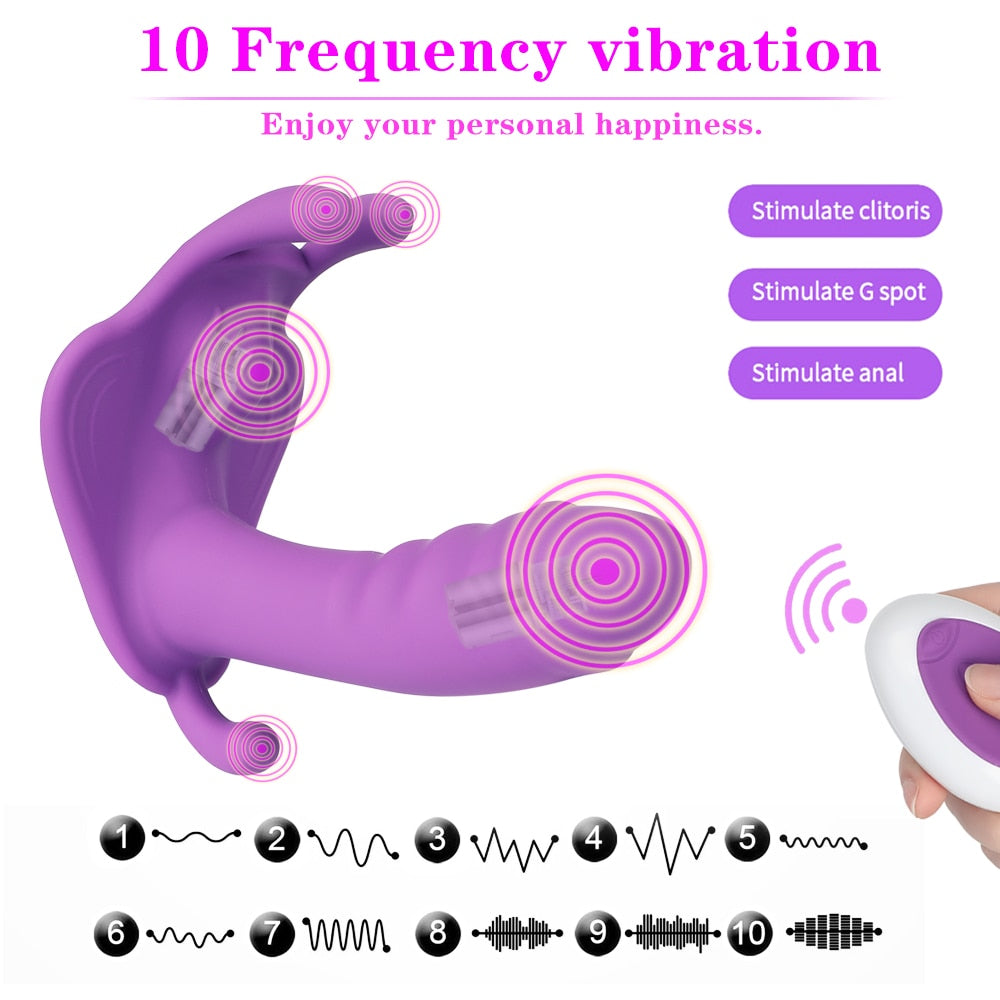 Wireless Remote Panty Dildo Vibrator Wearable Butterfly Anal Vibrator Vaginal Anus Stimulator For Female Masturbation Sex Toys