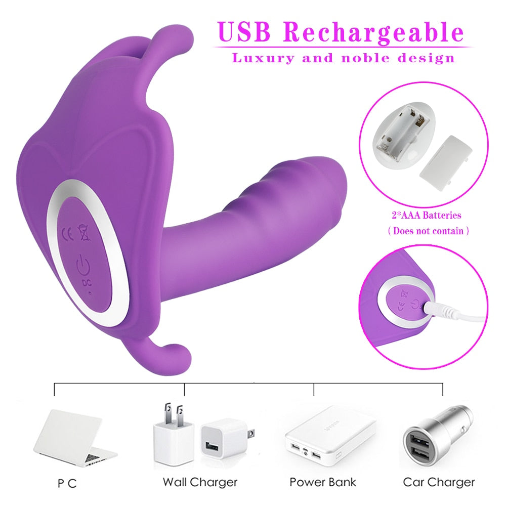 Wireless Remote Panty Dildo Vibrator Wearable Butterfly Anal Vibrator Vaginal Anus Stimulator For Female Masturbation Sex Toys