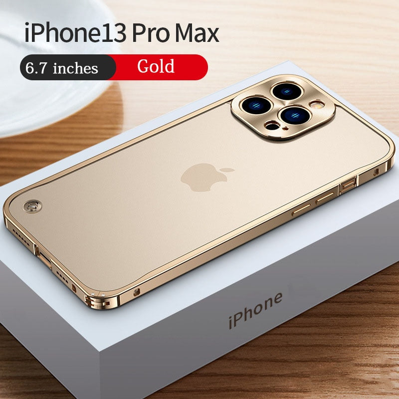 Luxury Metal Frame Lens Protection For iPhone 12 13 mini Pro Max Aluminum Phone Case For iPhone 11 Matte Translucent Back Cover