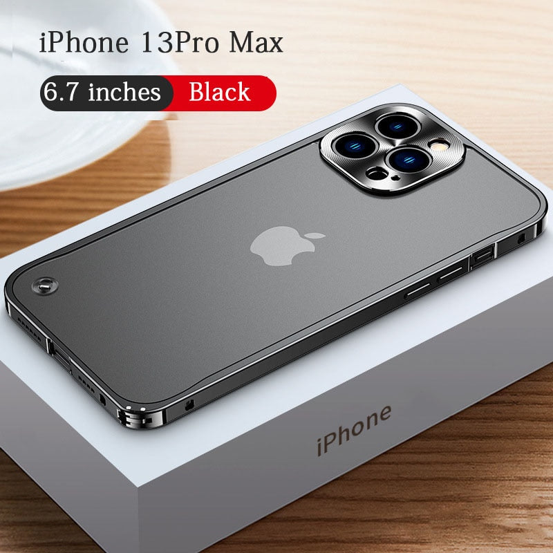 Luxury Metal Frame Lens Protection For iPhone 12 13 mini Pro Max Aluminum Phone Case For iPhone 11 Matte Translucent Back Cover