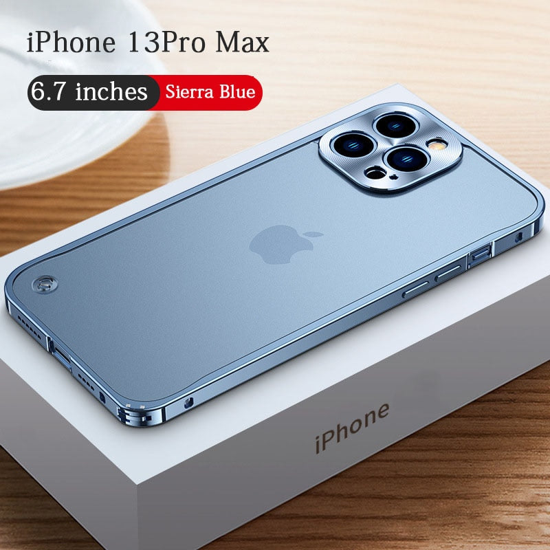 Luxury Metal Frame Lens Protection For iPhone 12 13 mini Pro Max Aluminum Phone Case For iPhone 11 Matte Translucent Back Cover