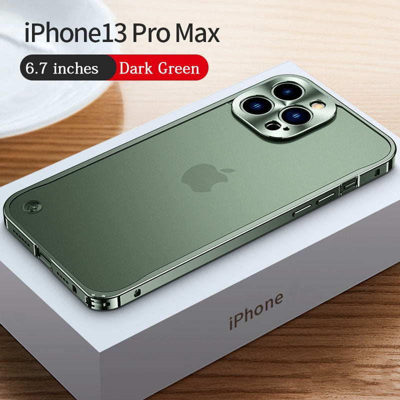 Luxury Metal Frame Lens Protection For iPhone 12 13 mini Pro Max Aluminum Phone Case For iPhone 11 Matte Translucent Back Cover