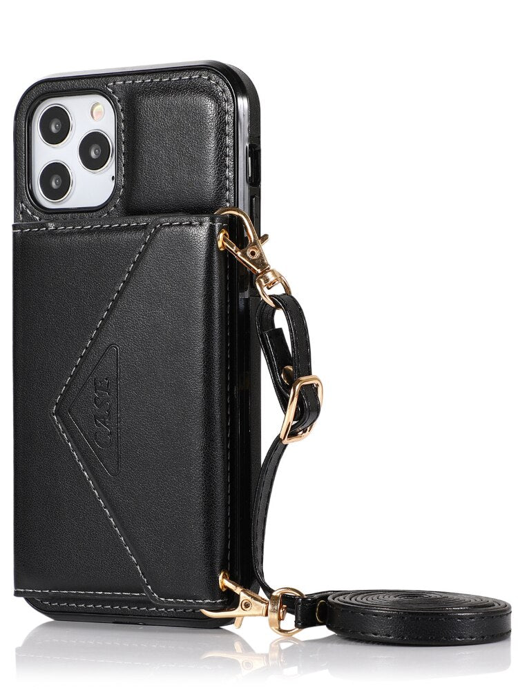 Wallet Case for iphone13promax Phone Case iphone12mini iPhone 11 Leather Case XR XSMAX Crossbody All-Inclusive Protective Cover